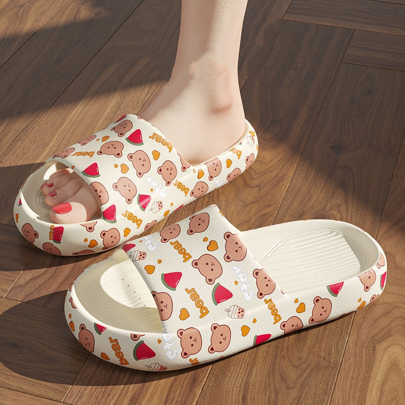 Women Outside Slippers Summer Runway Shoes Woman EVA Soft Thick Sole Non-slip Outdoor Women Slide Pool Beach Sandals Indoor Bath