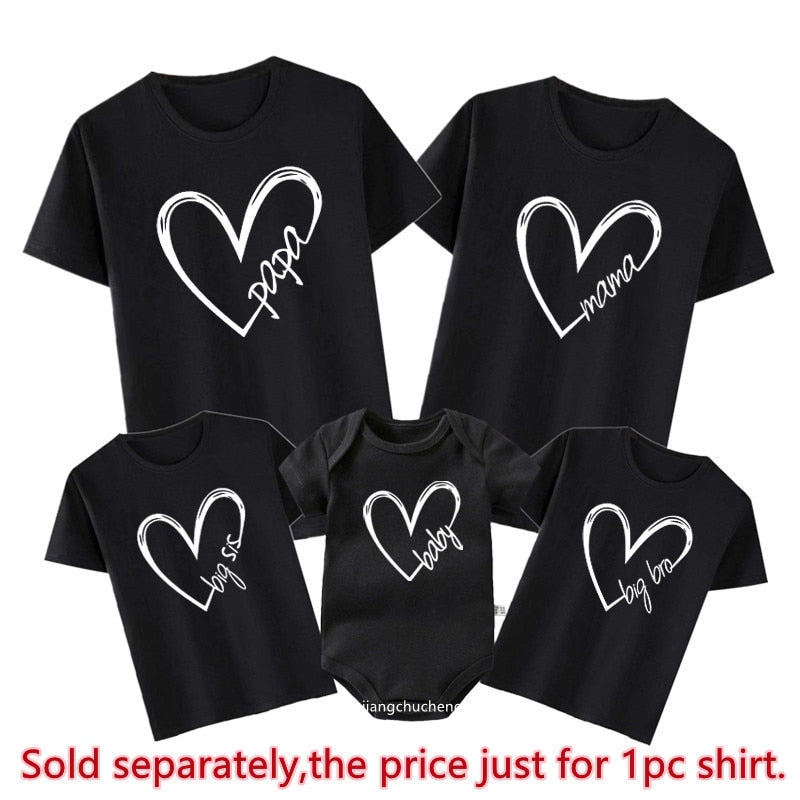 Papa Mama Family Matching Outfits Daddy Mom Kids T-shirt Baby Bodysuit Family Look Father Son Clothes Father's Day Gift custom design hand printed photoshoot