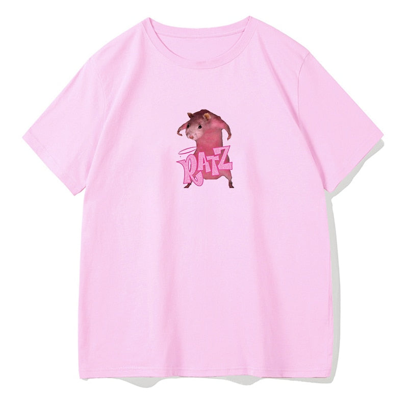 Brat Ratz Mouse hamster Woman Kawaii rat meme Tshirts Short Sleeve Top Tee Shirt Women T-shirt Custom handmade print design