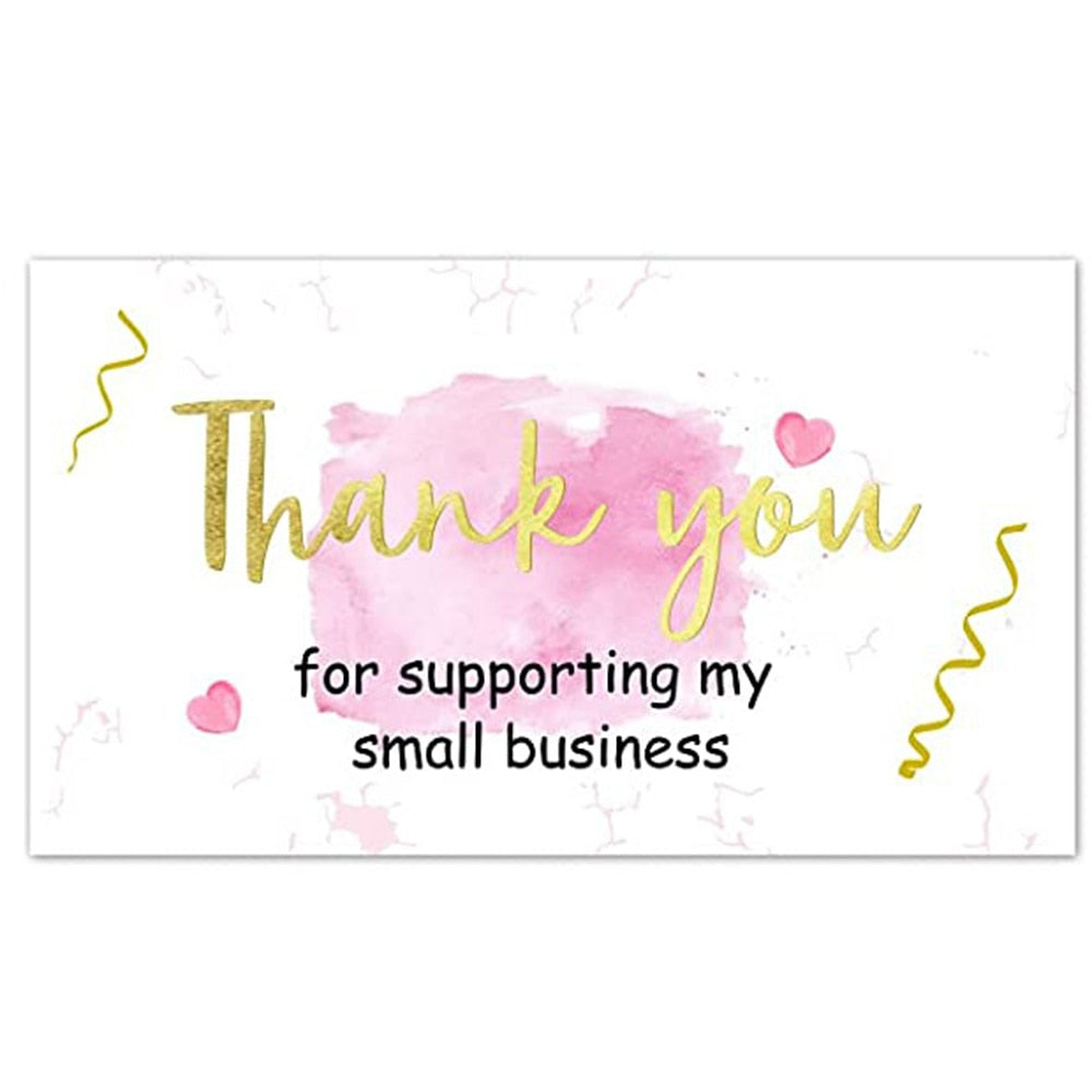 10-50 Pieces Pink Thank You for Supporting My Small Business Card Thanks Greeting Card Appreciation Cardstock for Sellers Gift 5*9cm