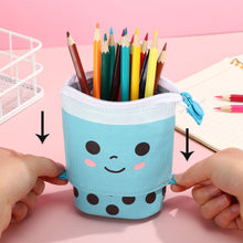 Load image into Gallery viewer, 1Pc Fashion Cute Retractable Pencil Case Boba Milk Tea Pen Pencil Stationery Case Multi-function Pencil Holder Organizer Pink
