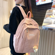 Load image into Gallery viewer, Stripe Cute Corduroy Woman Backpack Schoolbag For Teenage Girls Boys Luxury Female Fashion Bag Student Lady Book Pack
