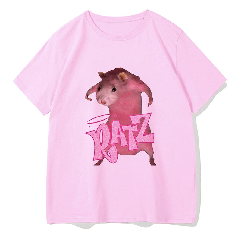 Brat Ratz Mouse hamster Woman Kawaii rat meme Tshirts Short Sleeve Top Tee Shirt Women T-shirt Custom handmade print design