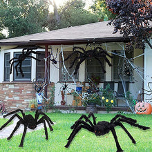Load image into Gallery viewer, Giant Black Plush Spider Decoration Props Kids Toy Haunted Outdoor Party House Decor Halloween party decor supplies
