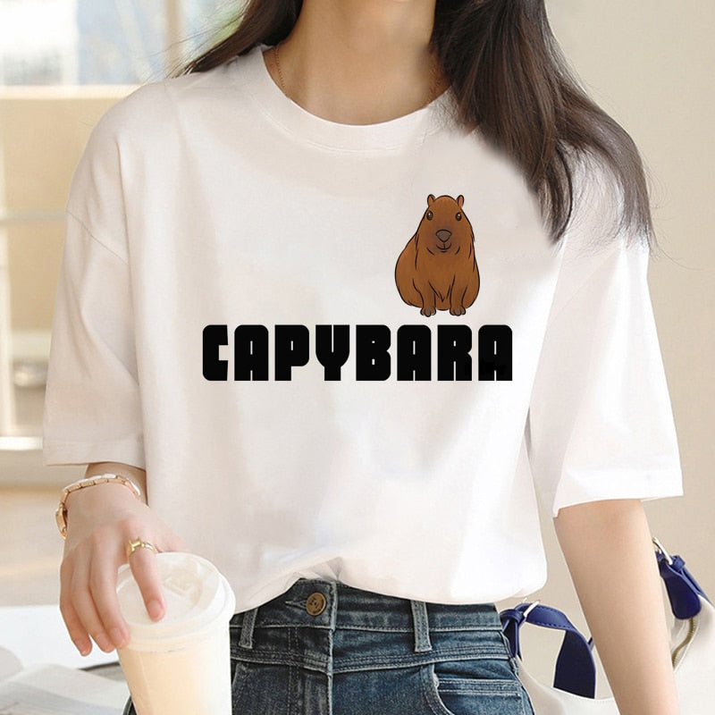 Capybara T Shirt Kawaii Streetwear Funny Tshirt Top Tees for Clothing T-shirt Cartoon custom handmade PRINT design Okay I pull Up