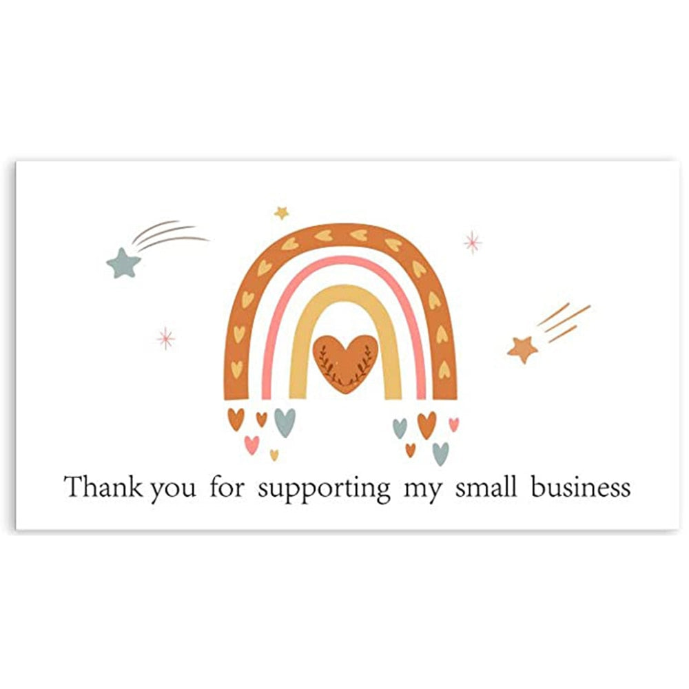 10-50 Pieces Pink Thank You for Supporting My Small Business Card Thanks Greeting Card Appreciation Cardstock for Sellers Gift 5*9cm