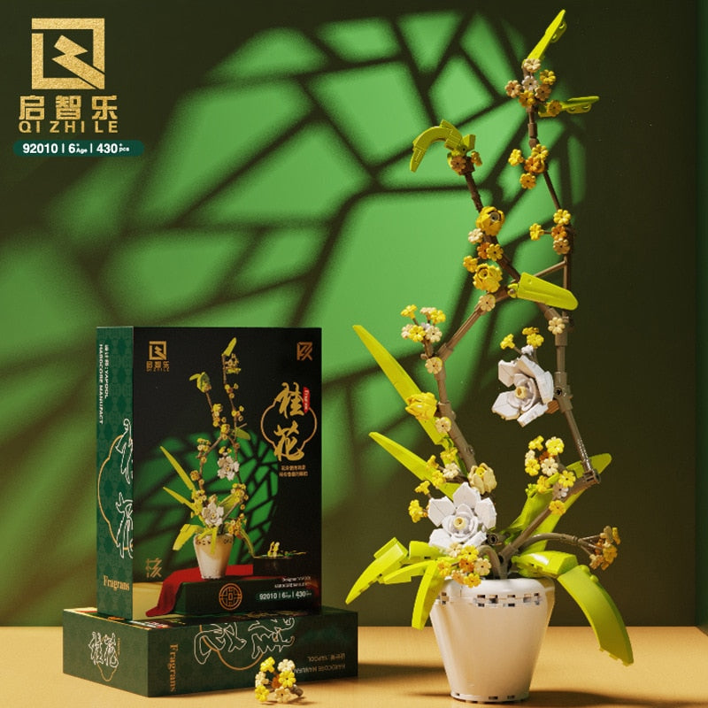 Building Block Flower Orchid Series Bonsai Girl Build Toy Flowers Adult Flower Arrangement Assembly Toys For Gifts