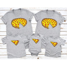 Load image into Gallery viewer, Funny Pizza Print Father Mother Kids T-Shirt Baby Bodysuit Cotton Summer Family Matching Outfits Mom Dad Children Match Clothes custom printed handmade
