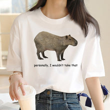 Load image into Gallery viewer, Capybara T Shirt Kawaii Streetwear Funny Tshirt Top Tees for Clothing T-shirt Cartoon custom handmade PRINT design Okay I pull Up
