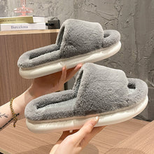 Load image into Gallery viewer, Thick Fluffy plush Slippers New Women Winter House Warm Furry Slippers Women Flip Flops Home Slides Flat Indoor Floor Shoes
