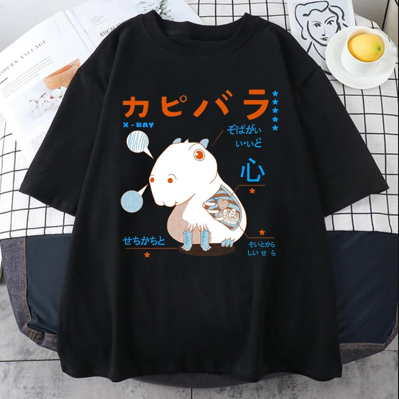 Capybaras clothing t-shirt t shirt casual anime graphic top tees t shirt manga cappy capybara funny meme gag custom handmade print