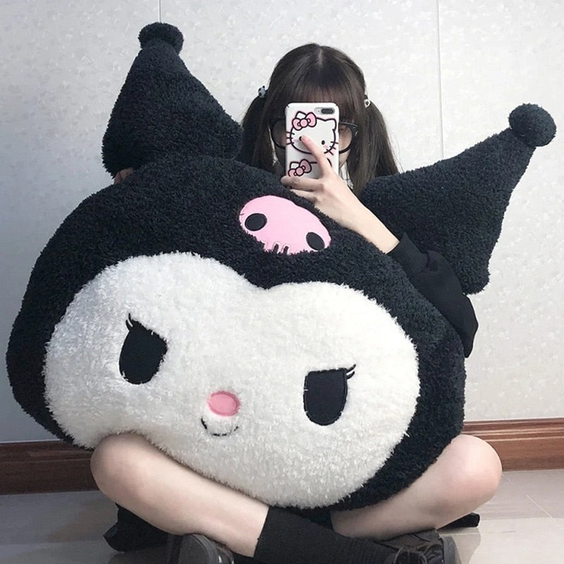 GIANT 85x75cm Plush Kuromi Melody Pillow Cushion Cute Cartoon Doll Sofa Valentine Day Kawaii Girlfriend Birthday Present