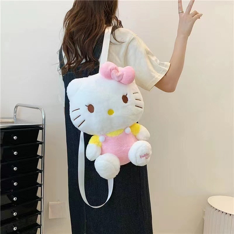 Kawaii Kitty Bags Shoulder Bag Cartoon Mini Messenger Plush Backpack Earphone Storage Cute Rucksack Girl Kids Gift