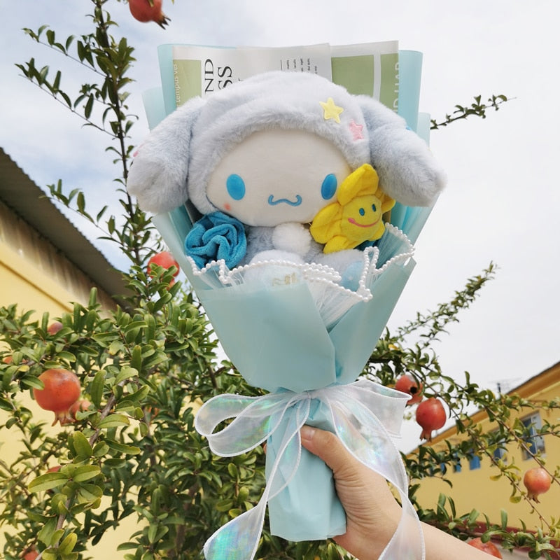 Cartoon My Melody Kuromi Cinnamoroll Kt Cat Plush Doll Toy Bouquet Gift Box Valentine's Day Christmas Graduation USA