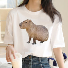 Load image into Gallery viewer, Capybara T Shirt Kawaii Streetwear Funny Tshirt Top Tees for Clothing T-shirt Cartoon custom handmade PRINT design Okay I pull Up
