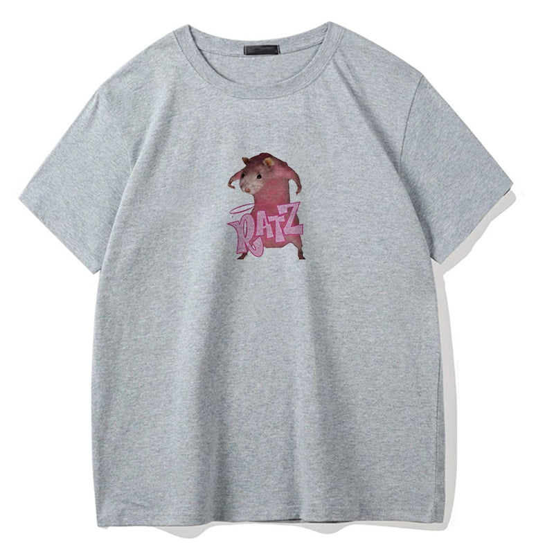 Brat Ratz Mouse hamster Woman Kawaii rat meme Tshirts Short Sleeve Top Tee Shirt Women T-shirt Custom handmade print design