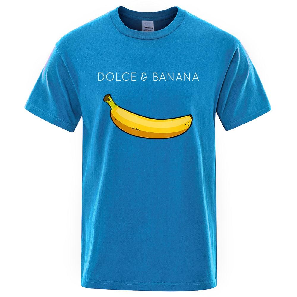 Dolce & Banana Fashion Print Men T-shirts Casual Breathable Tops Oversized Cotton Tshirt Male Short Sleeve Tees custom prints