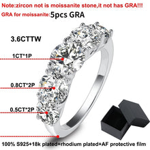 Load image into Gallery viewer, Moissanite Rings for Women 18k Plated 3.6CT All  5 Stones Sparkling Diamond Wedding Band S925 Sterling Silver Jewelry GRA custom handmade
