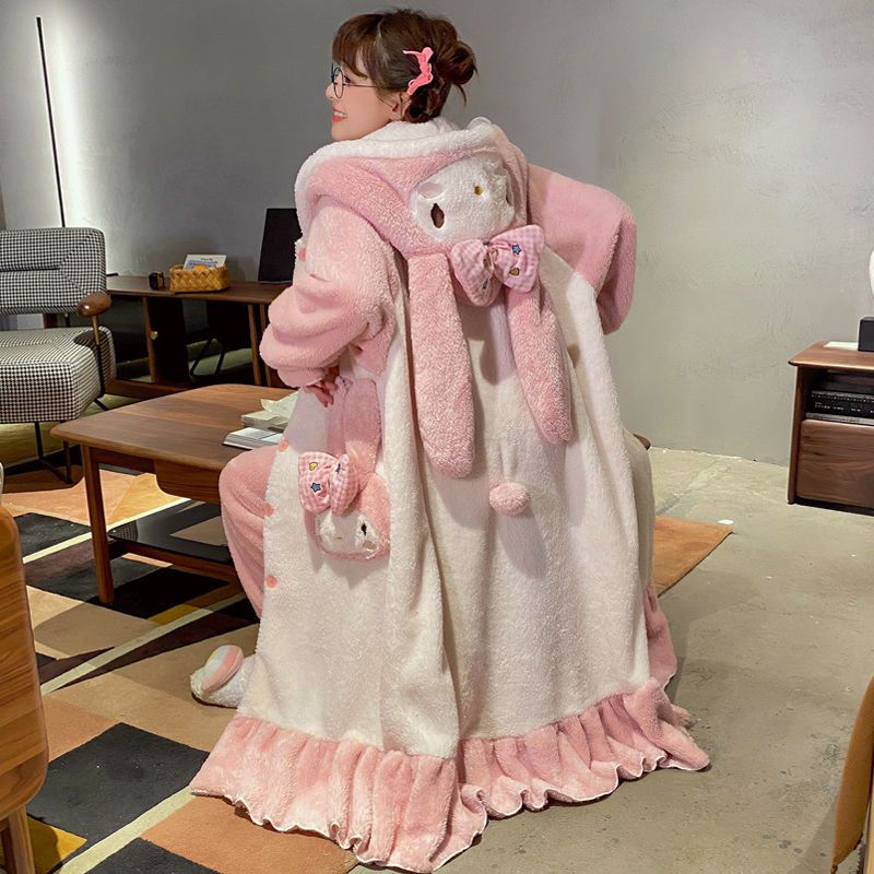 Winter Kawaii Pajamas Animation Kuromi Cinnamoroll My Melody Facecloth Plush Warm and Comfortable Pajama Pants Set