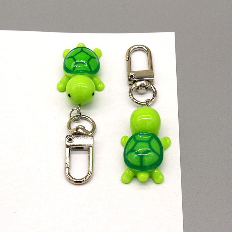 Resin Cute Green Turtle Keychain Key Ring For Women Men Funny Creative Cartoon Simulation Animal Bag Car terranium Accessories tortoise reptile amphibian