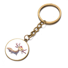 Load image into Gallery viewer, Axolotl Pendant Keychain Cartoon Art Pattern Glass Cabochon Keyring Car Bag Alloy Metal Key Chain Fashion Jewelry reptile salamander
