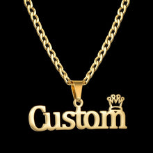 Load image into Gallery viewer, Customized Names Pendant Necklace Stainless Steel Personalized Jewelry Cuban Thick Chain for couples Men Women love anniversary Gift custom handmade
