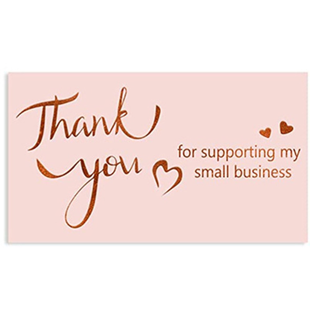 10-50 Pieces Pink Thank You for Supporting My Small Business Card Thanks Greeting Card Appreciation Cardstock for Sellers Gift 5*9cm