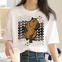 Load image into Gallery viewer, Capybara T Shirt Kawaii Streetwear Funny Tshirt Top Tees for Clothing T-shirt Cartoon custom handmade PRINT design Okay I pull Up
