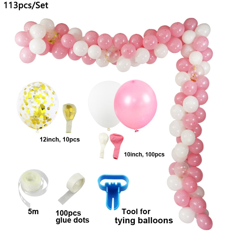 Baby Shower Decorations Garland White Pink Blue Gold Balloon Arch Kit Wedding Birthday Boy Or Girl Gender Reveal Party Balloon