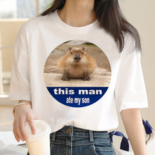 Load image into Gallery viewer, Capybara T Shirt Kawaii Streetwear Funny Tshirt Top Tees for Clothing T-shirt Cartoon custom handmade PRINT design Okay I pull Up
