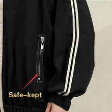 Load image into Gallery viewer, Jackets Women Striped All-match Females BF Harajuku Stand Collar Zipper-pocket Leisure Streetwear Popular Wind-proof Outwears
