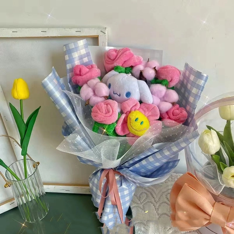 Cute Anime Animal With Artificial Flowers Graduation Bouquet Creative Birthday Valentine's Day Christmas Gifts