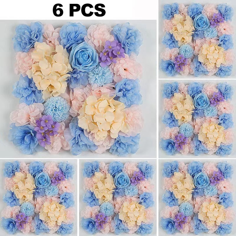 Artificial Flowers Wall Panel 3D Flower Backdrop Faux Roses for Wall Party Wedding Bridal Shower Decoration 6 PIECES crafting material