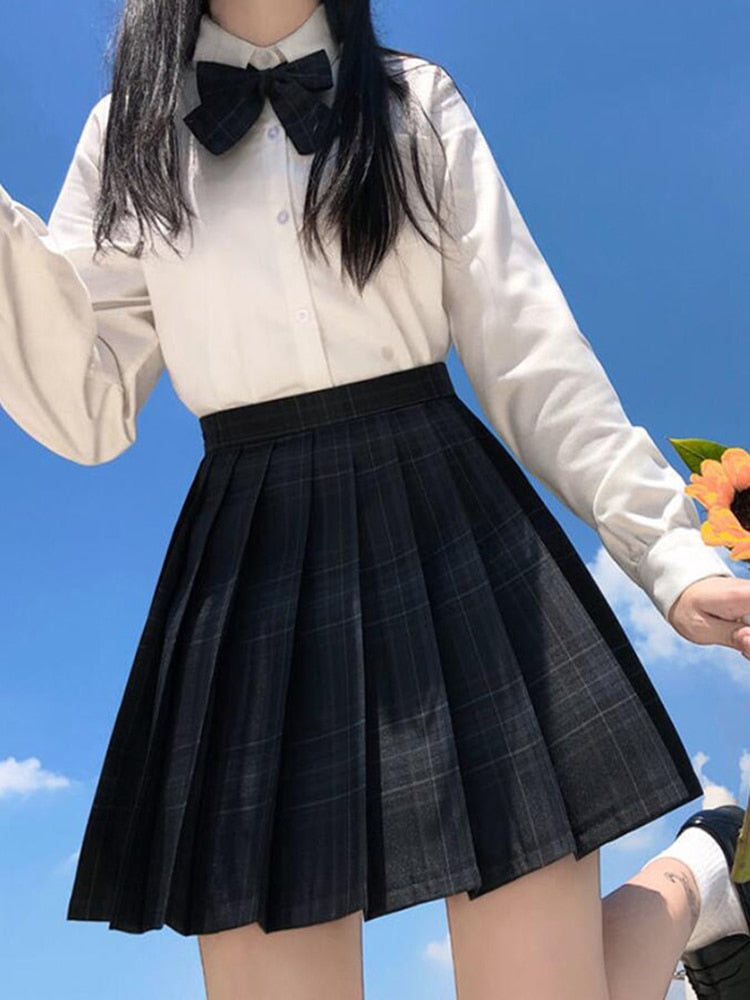 Plaid Women Pleated Skirt Bow Knot Summer High Waist Preppy Girls Dance Mini Skirt Cute A Line Harajuku Japan