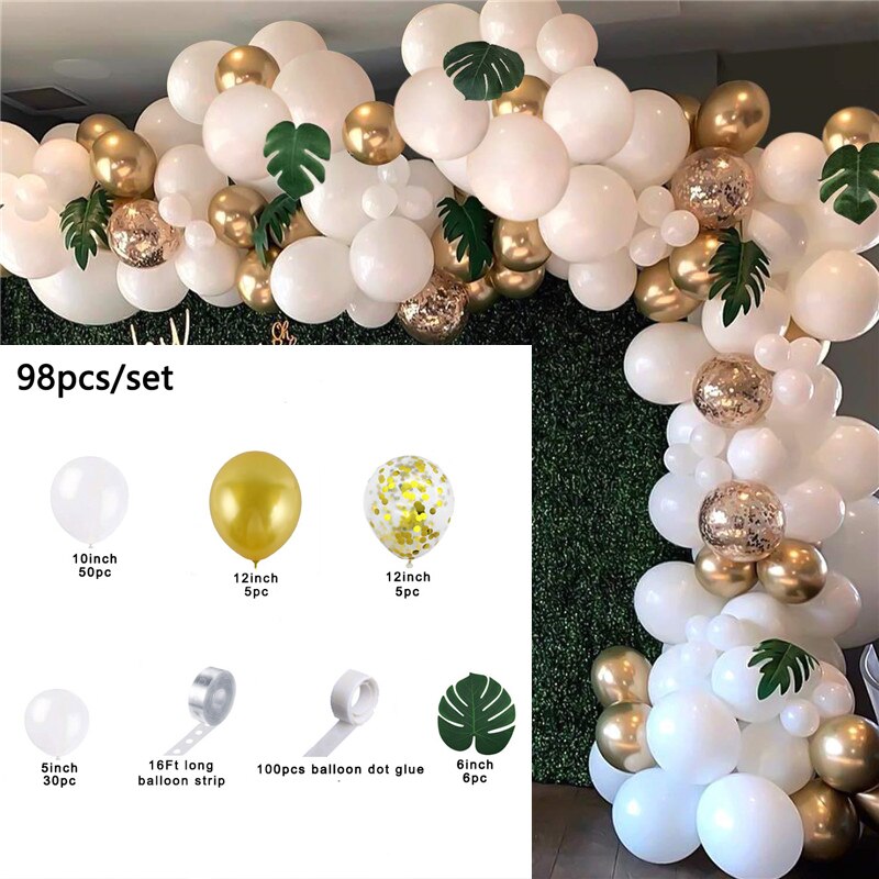 Baby Shower Decorations Garland White Pink Blue Gold Balloon Arch Kit Wedding Birthday Boy Or Girl Gender Reveal Party Balloon