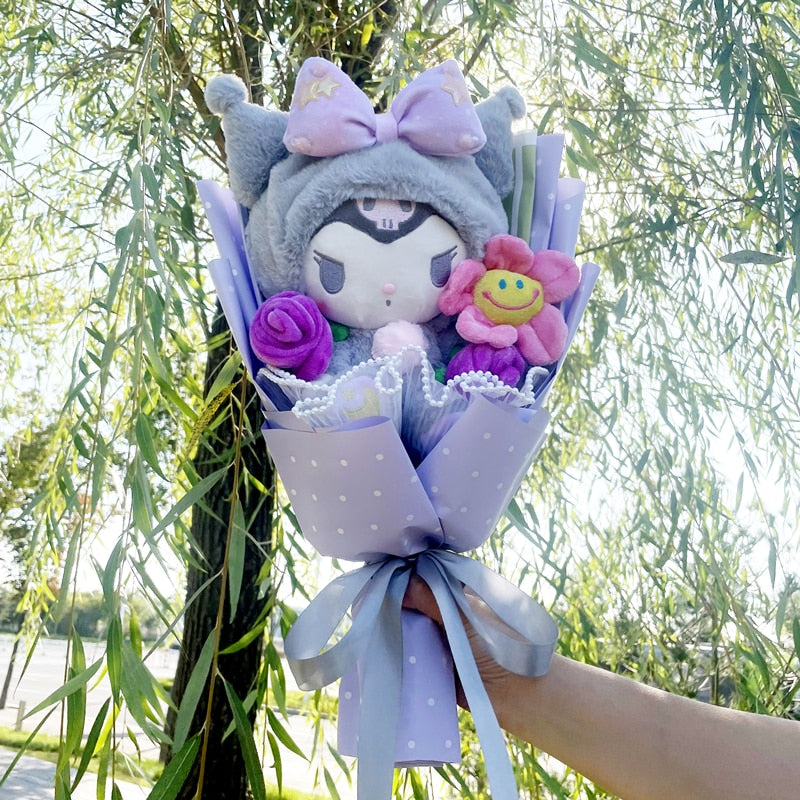 Cartoon My Melody Kuromi Cinnamoroll Kt Cat Plush Doll Toy Bouquet Gift Box Valentine's Day Christmas Graduation USA