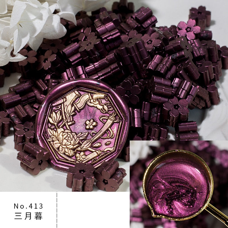 60pcs Cherry Blossom Glitter Sakura Wax Seal Stamp Beads DIY Envelope Wedding Invitation Ancient Seal Wax Stamp Making Tools