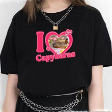 Load image into Gallery viewer, Capybara T Shirt Kawaii Streetwear Funny Tshirt Top Tees for Clothing T-shirt Cartoon custom handmade PRINT design Okay I pull Up
