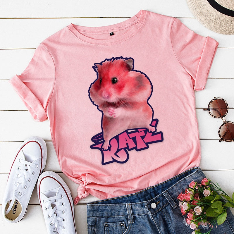 Brat Ratz Mouse hamster Woman Kawaii rat meme Tshirts Short Sleeve Top Tee Shirt Women T-shirt Custom handmade print design