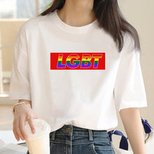 Load image into Gallery viewer, LGBT lesbian gay flag pride trans transgender pansexual  bisexual t-shirt women custom print design box logo

