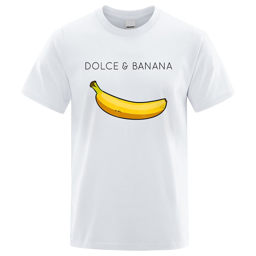 Dolce & Banana Fashion Print Men T-shirts Casual Breathable Tops Oversized Cotton Tshirt Male Short Sleeve Tees custom prints