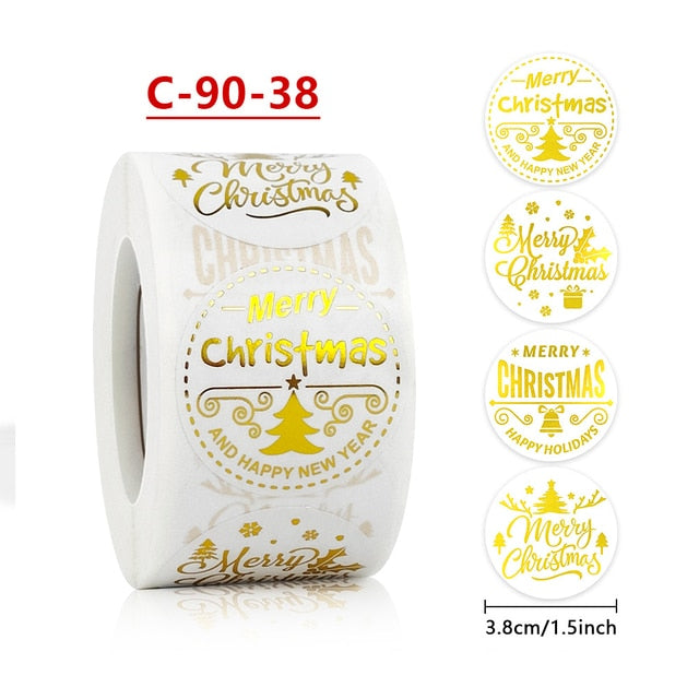 100-500 Pieces  Round Laser English Merry Christmas Gift Seal Sealing Stickers with Waterproof Wedding Holiday Label