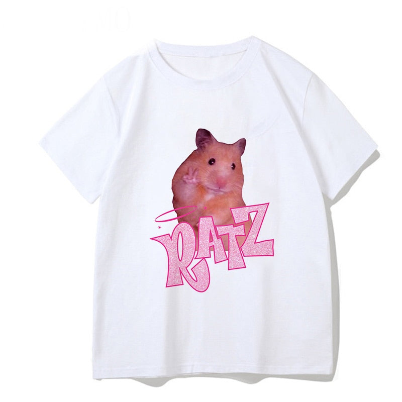 Brat Ratz Mouse hamster Woman Kawaii rat meme Tshirts Short Sleeve Top Tee Shirt Women T-shirt Custom handmade print design