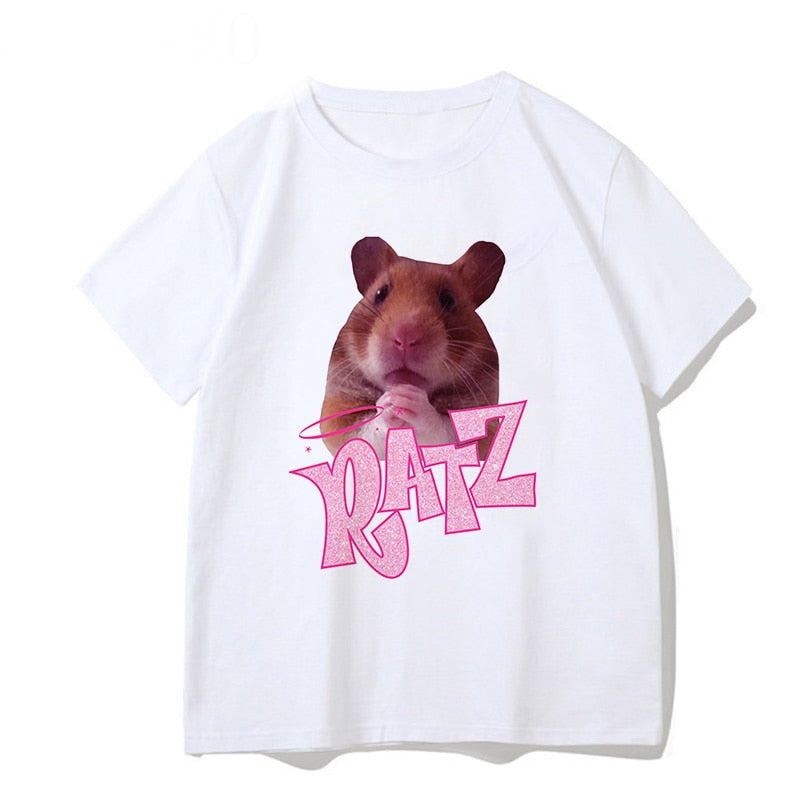 Brat Ratz Mouse hamster Woman Kawaii rat meme Tshirts Short Sleeve Top Tee Shirt Women T-shirt Custom handmade print design