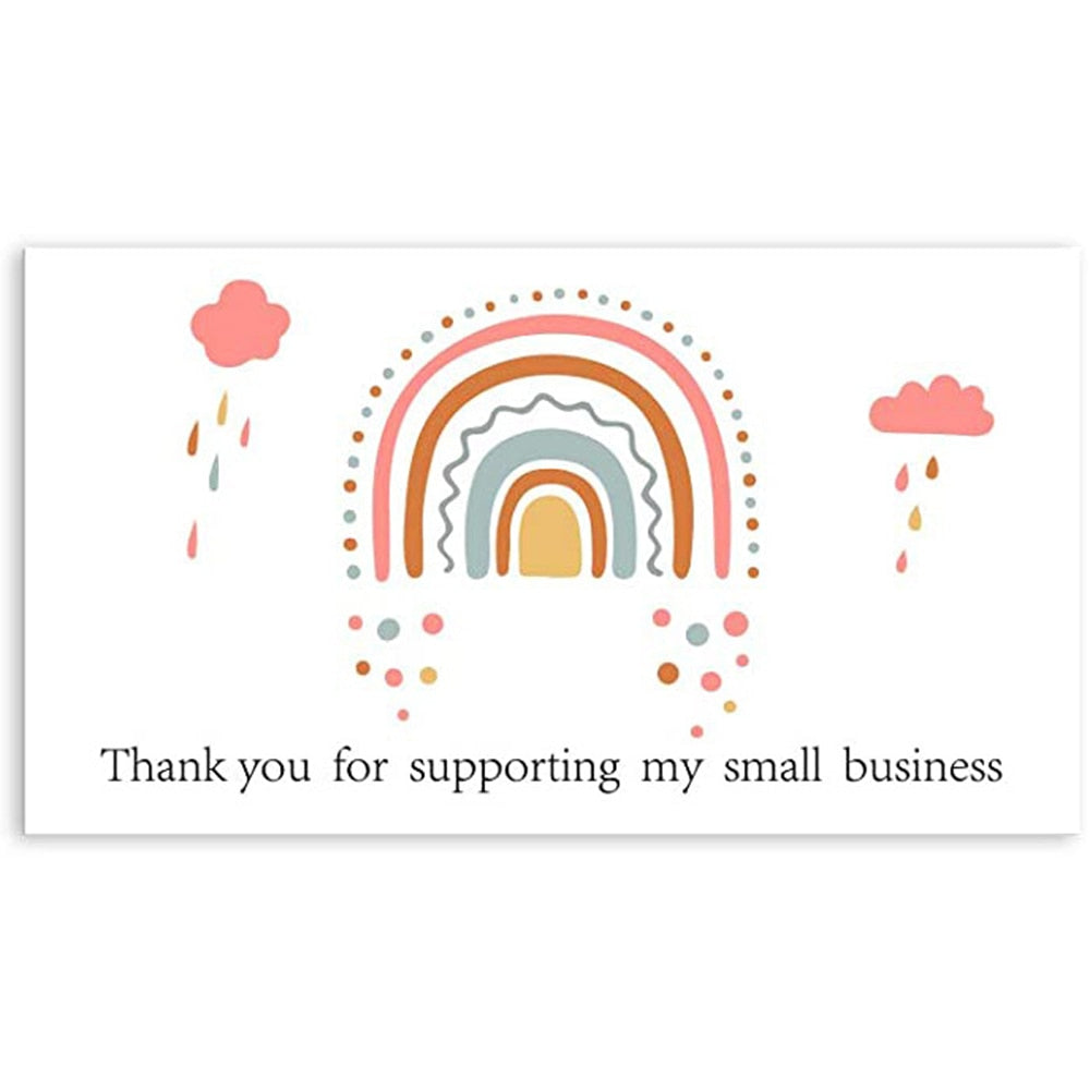 10-50 Pieces Pink Thank You for Supporting My Small Business Card Thanks Greeting Card Appreciation Cardstock for Sellers Gift 5*9cm