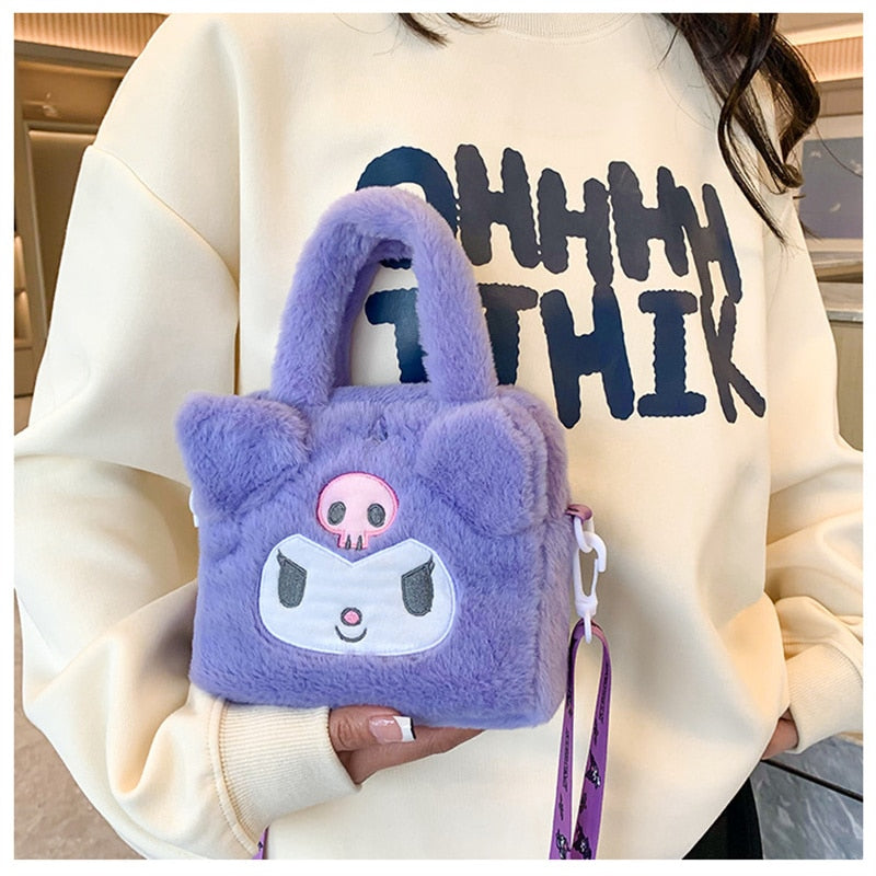 Kawaii Plush Bag Anime Cinnamoroll Kuromi Plushies Backpack for Girls Shoulder Bags Cartoon Melody Handbag Kids Gifts