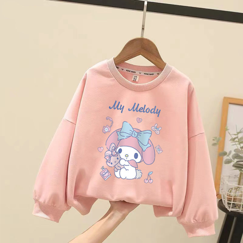 Anime Kuromi Cinnamoroll Melody Plush Children Sweater Baby Boy Girl Ong-Sleeved Clothes Coat Tracksuit Sportswear Gift