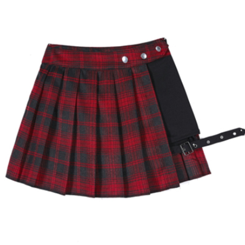 Harajuku Punk Gothic Black High Waist Black Skirts Women Sexy Patchwork Bandage Mini Skirt Female Streetwear Black Skirt