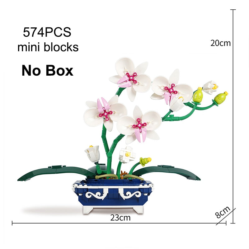 608PCS Orchid Flowers Potted Building Blocks 10311 Bouquet Blossom Botanical Decoration Bricks Toys For Girls Birthday Gifts