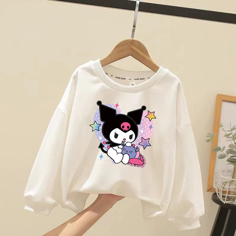 Anime Kuromi Cinnamoroll Melody Plush Children Sweater Baby Boy Girl Ong-Sleeved Clothes Coat Tracksuit Sportswear Gift